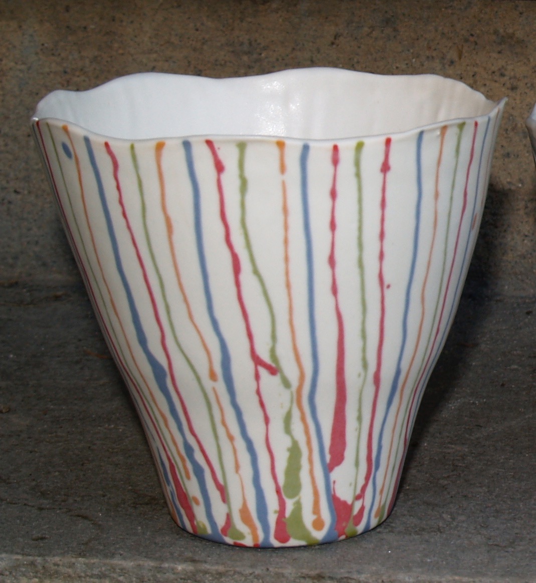 Small porcelain bowl with colourful stripes