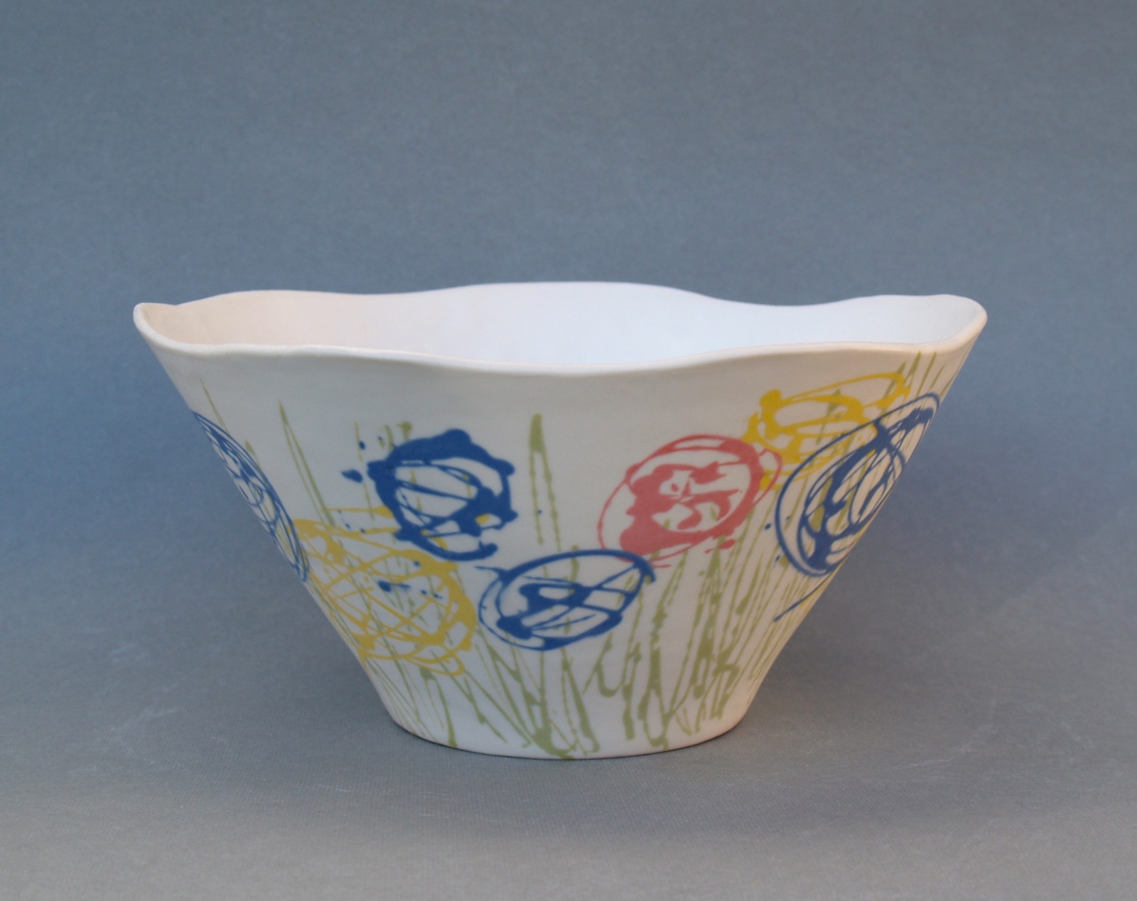 Small porcelain bowl with abstract flowers