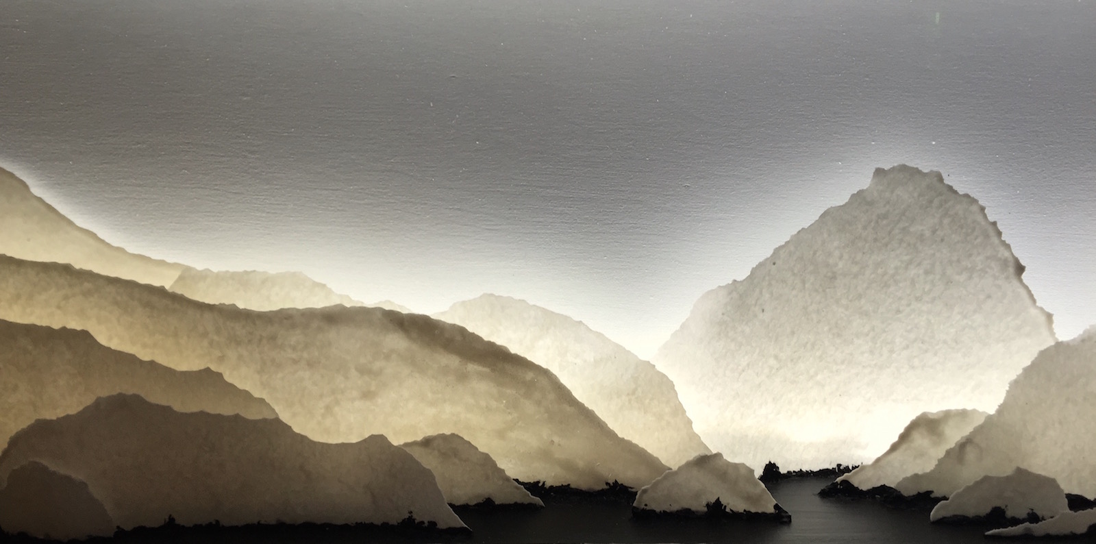 Backlit porcelain landscape diorama