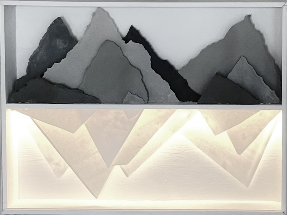 Backlit porcelain landscape diorama
