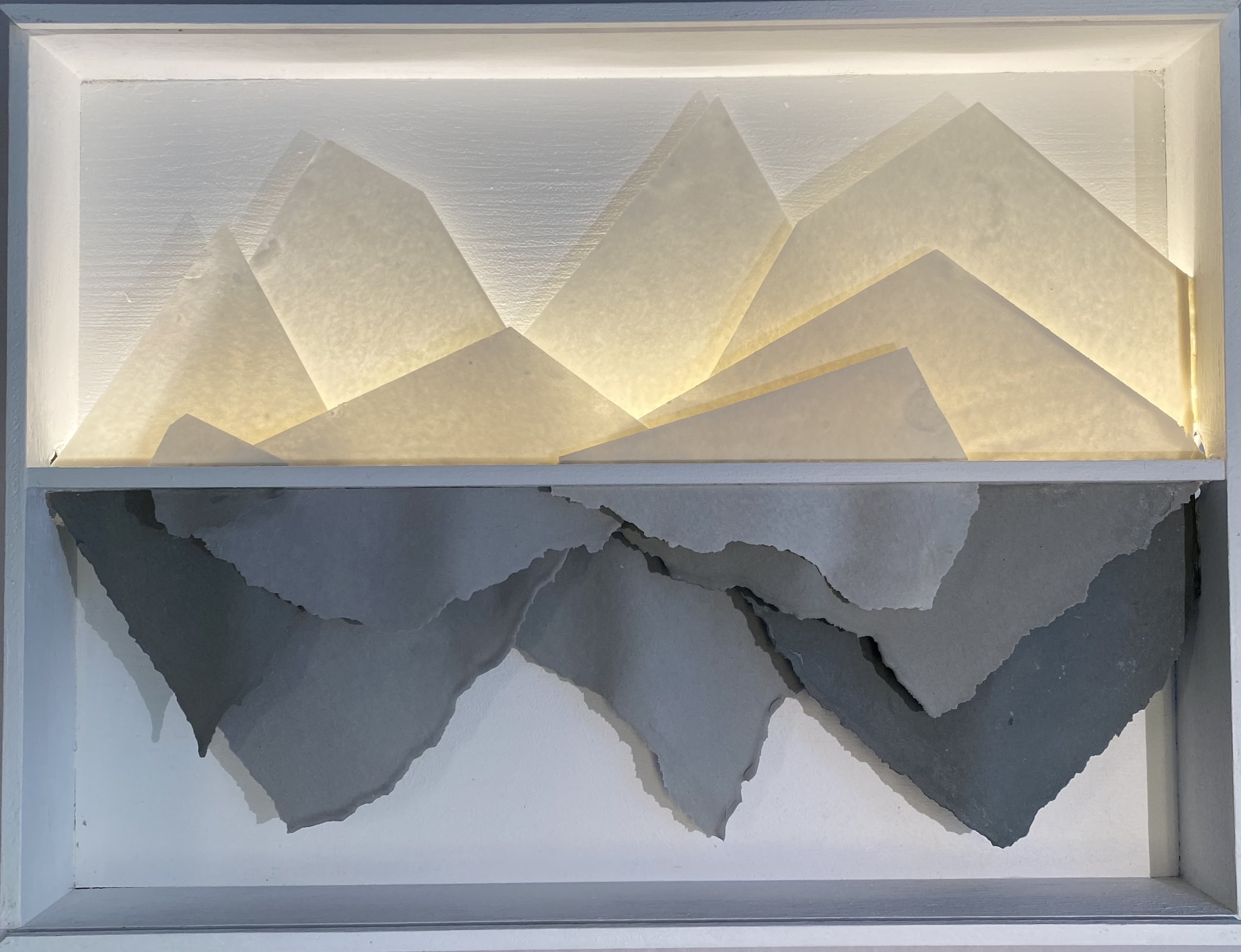Backlit porcelain landscape diorama